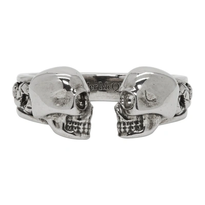 Alexander Mcqueen Men's Decorative Skull Ring, Size 10 In 0446 Silver