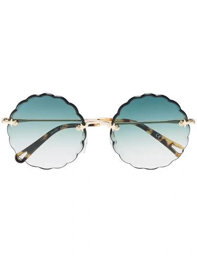 Chloé Green And Metallic Gold Rosie Sunglasses In 绿色