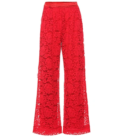 Dolce & Gabbana Lace Trousers In Red