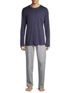 Hanro Night & Day 2-piece Long-sleeve Pajama Set In Blue Minim