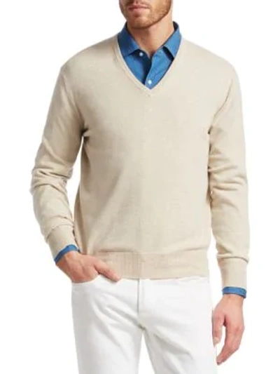 Loro Piana Men's Scollo Cashmere Sweater In Natural