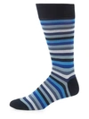 Marcoliani Men's Lisle Rainbow Pima Cotton Socks In Blue Mix