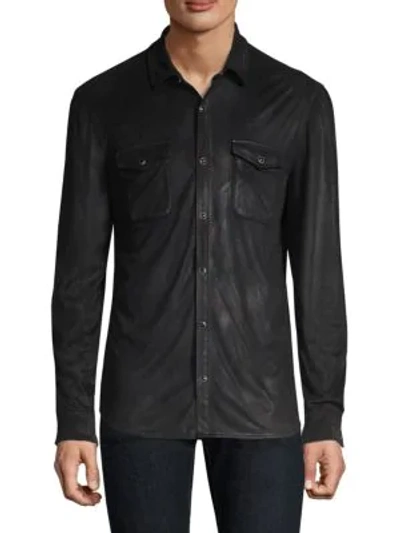 John Varvatos Coated Button-front Shirt In Black