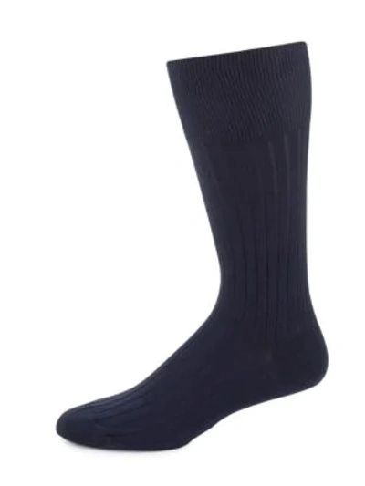 Marcoliani Cotton Dress Socks In Navy