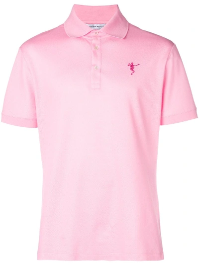 Alexander Mcqueen Dancing Skeleton Embroidered Polo Shirt - Pink