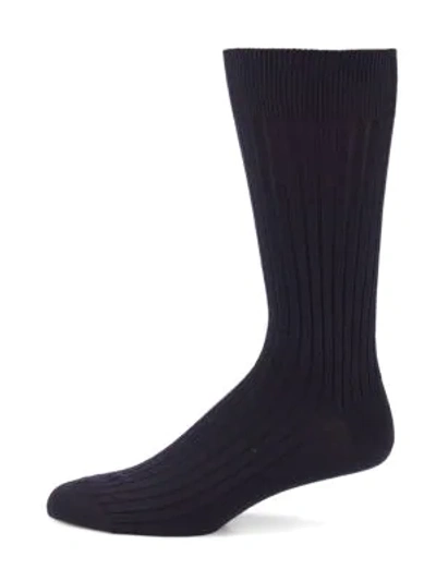 Marcoliani Solid Merino Wool Socks In Navy