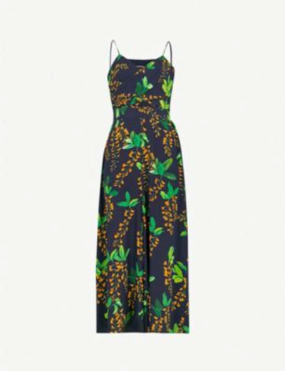 Karen Millen Wisteria-print Wide-leg Silk Jumpsuit In Multi-coloured |  ModeSens