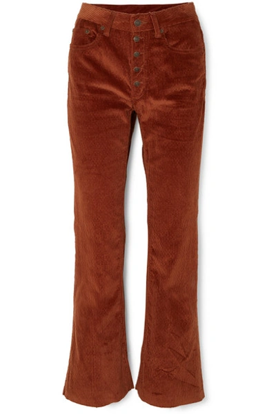 Mm6 Maison Margiela Cotton-corduroy Bootcut Pants In Orange