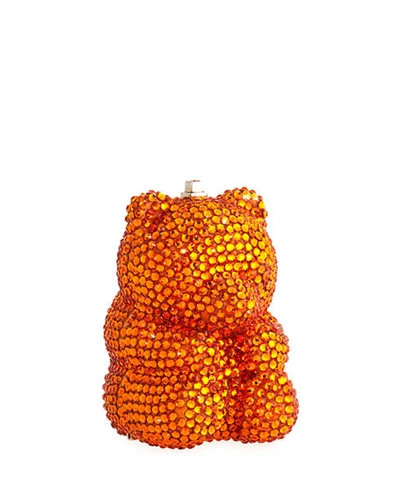 Judith Leiber Gummy Teddy Bear Pillbox In Orange