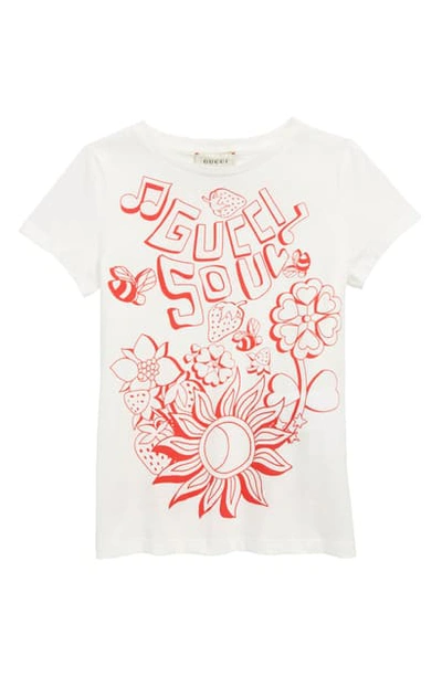 Gucci Kids' Soul & Love Short-sleeve T-shirt In White/ Bright Red