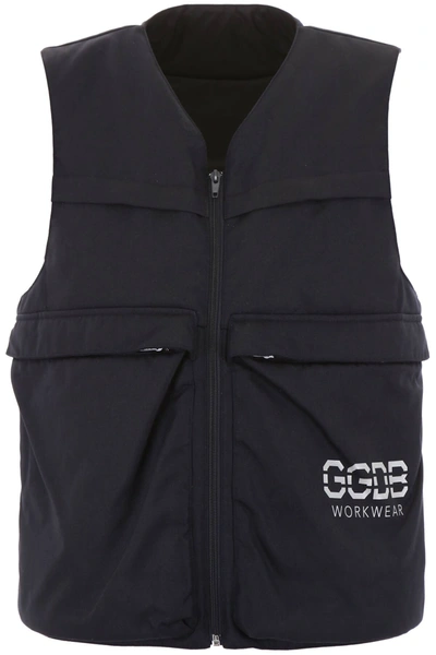 Golden Goose Vest With Ggdb Print In Blue