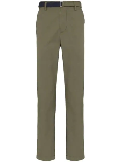 Sacai Oxford Straight-leg Trousers In Green