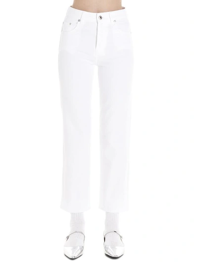 Msgm Logo Print Denim Jeans In White