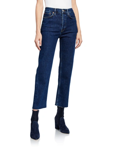 Re/done High-rise Double-needle Cropped Straight-leg Jeans