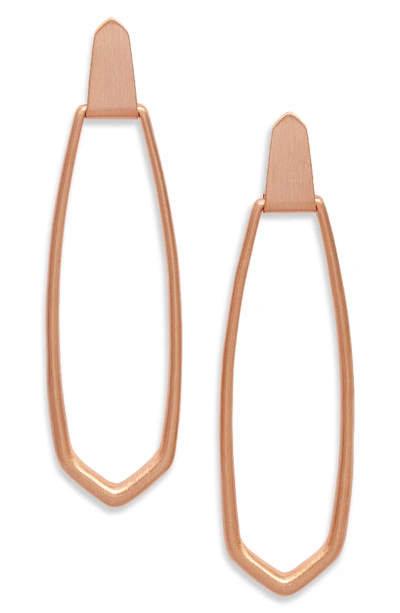 Kendra Scott Patterson Long Door Knocker Earrings In Rose Gold Metal