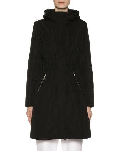 Moncler Disthelon Mid-length Hooded Jacket In Black