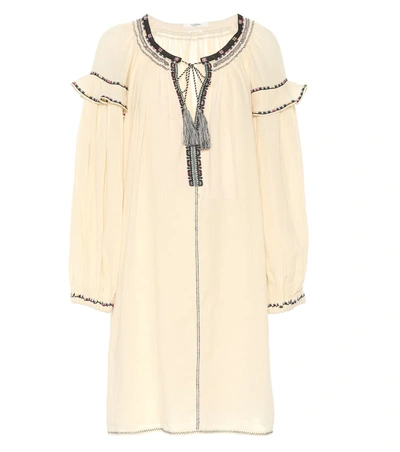 Isabel Marant Étoile Ralya Embroidered Tassel Long-sleeve Dress In Beige