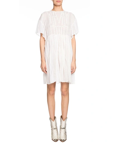 Isabel Marant Étoile Annaelle Embroidered Flared Short-sleeve Dress