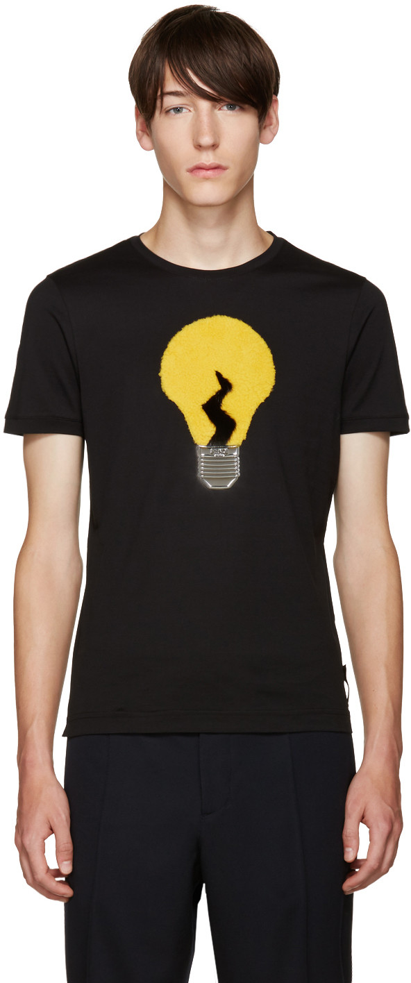 Fendi Black Fur Light Bulb T-shirt 
