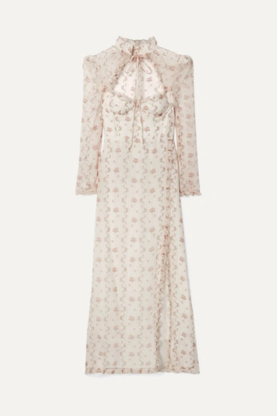 Brock Collection Olivia Ruffled Floral-print Silk-organza Maxi Dress In White