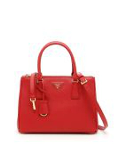 Prada Saffiano Lux Galleria Bag In Fuoco|rosso