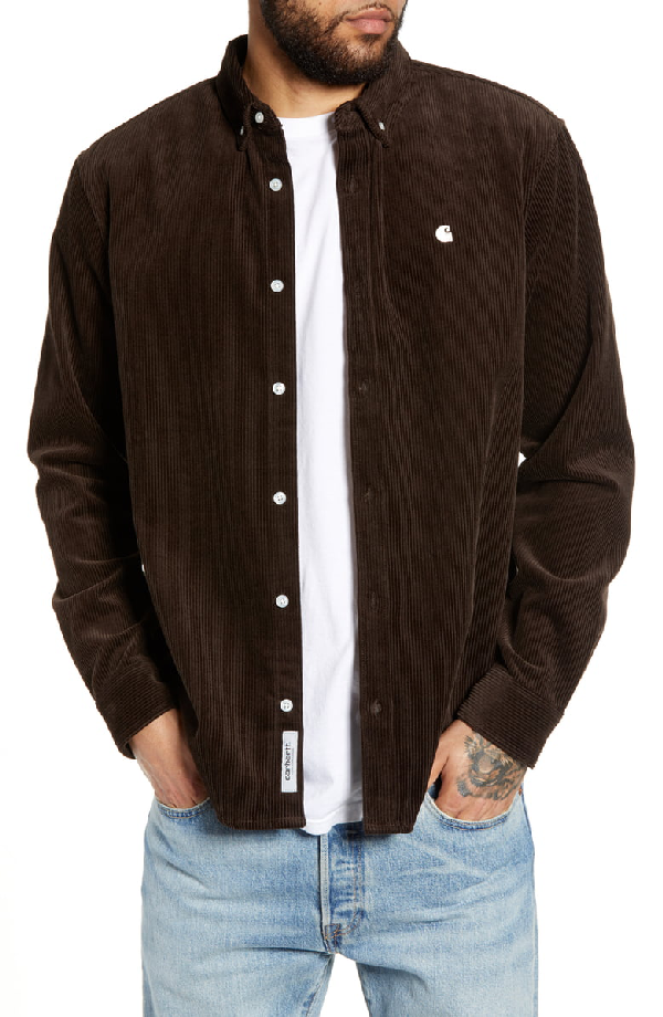 carhartt corduroy shirt green