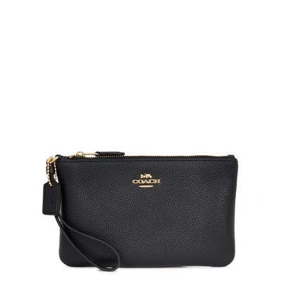 Coach Black Grained Leather Pouch