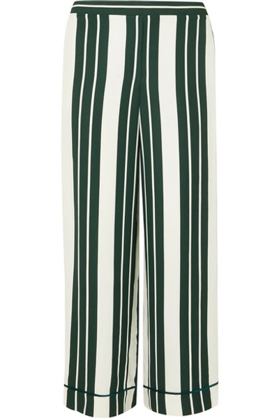Oscar De La Renta Striped Crepe Straight-leg Pants In Green