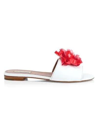 Tabitha Simmons Women's Rose Embellished Slide Sandals In White