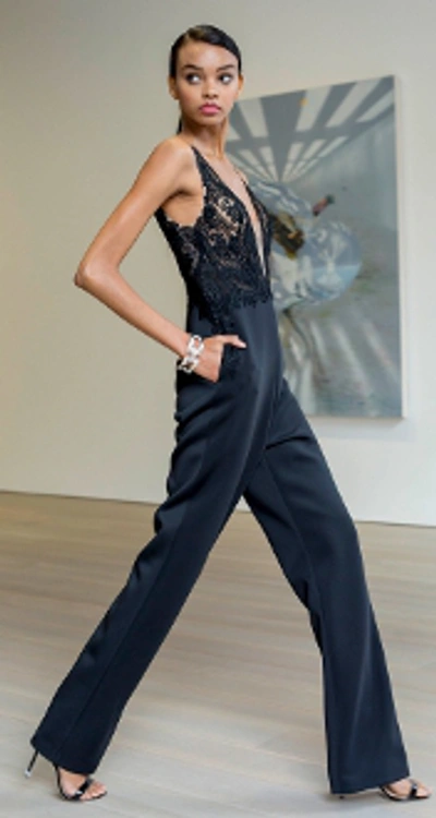 Badgley Mischka Pre-fall 2019  Sleeveless Embellished Jumpsuit In Black