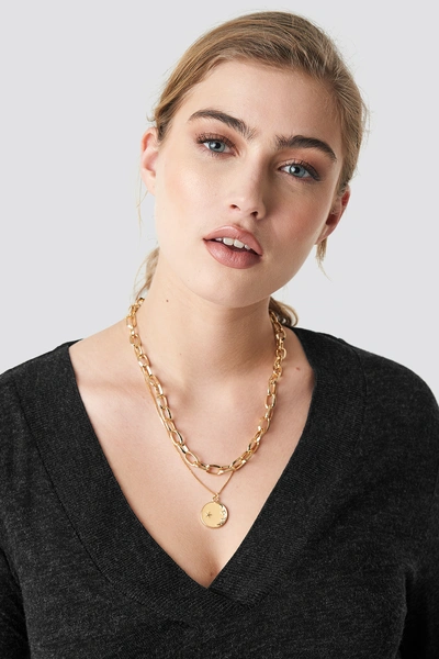Na-kd Chain Pendant Double Necklace Gold