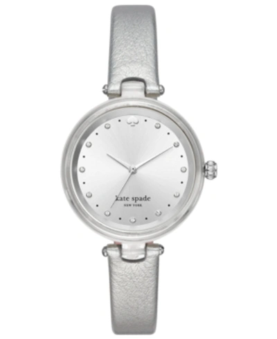 Kate Spade Holland Leather Strap Watch, 34mm In Silver