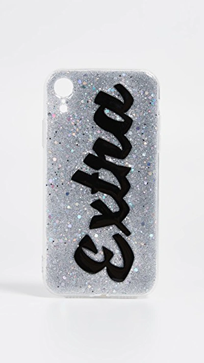 Off My Case Extra Iphone Case In Silver Glitter/black