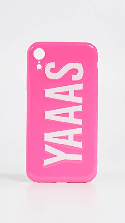 Off My Case Yaaas Iphone Case In Hot Pink/white