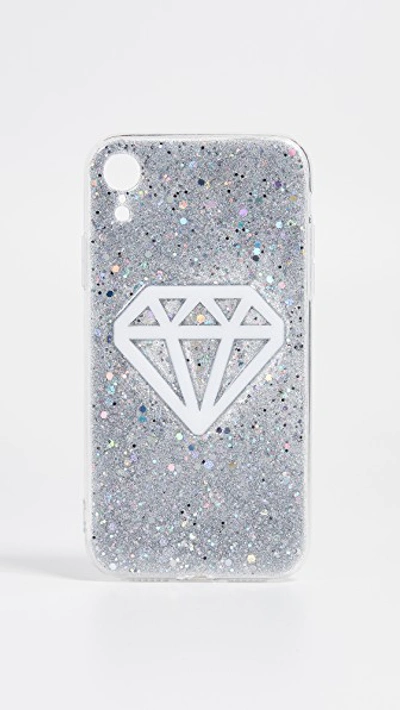 Off My Case Diamond Iphone Case In Silver Glitter/white