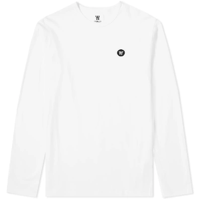 Wood Wood Mel Small Aa Logo Long Sleeve Cotton T-shirt In White