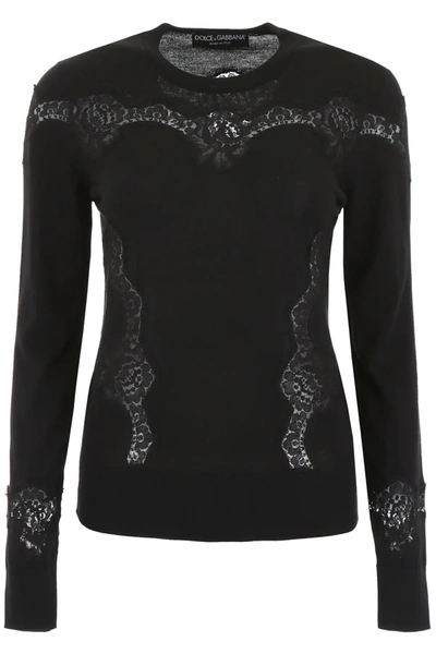 Dolce & Gabbana Pullover With Lace In Black