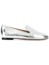 Stuart Weitzman Myguy Metallic Flat Loafer In Silver