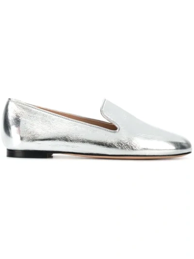 Stuart Weitzman Myguy Metallic Flat Loafer In Silver