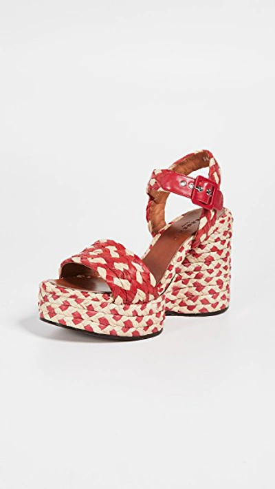 Robert Clergerie Arizona Wedge Sandals In Hibiscus