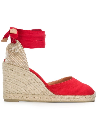 Castaã±er Castañer Ankle Fastened Wedge Espadrilles - Red In Red