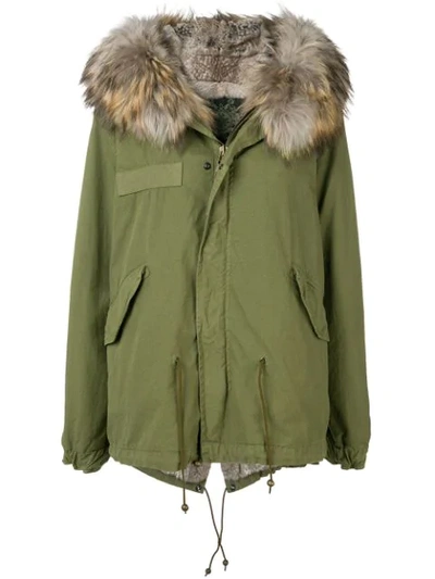 Mr & Mrs Italy Fur-trimmed Parka Coat In C8003 Army