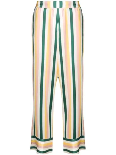 Asceno Striped Straight Trousers In Green