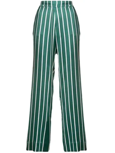 Asceno Striped Straight Trousers In Green