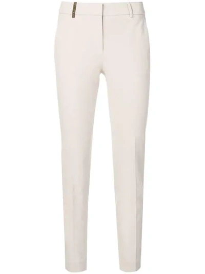 Peserico Cropped Slim Fit Trousers In Neutrals