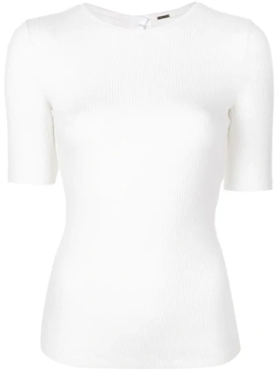 Adam Lippes Fitted Ribbed Jersey T-shirt In Ivory
