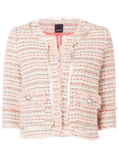 Pinko Cropped Tweed Jacket In Neutrals