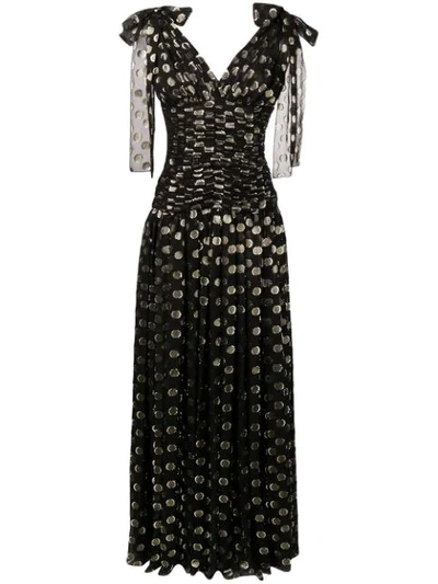 Dolce & Gabbana Metallic Spot Print Evening Dress In Black