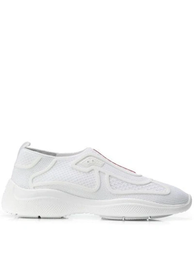 Prada Logo Patch Sneakers In White