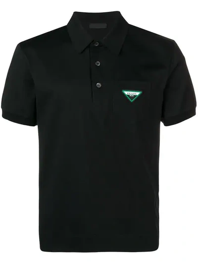 Prada Classic Logo Polo Shirt In Black